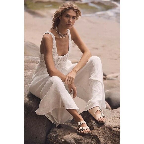 NWT FREE PEOPLE SOLEIL WIDE LEG ONE PIECE CROCHET TOP - Picture 7 of 7